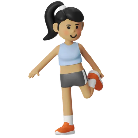 Girl  doing Warm up before Running  3D Illustration