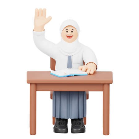 Girl Eagerly Asks Question  3D Illustration