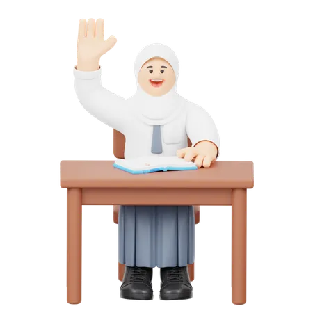 Girl Eagerly Asks Question  3D Illustration