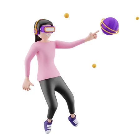 Girl enjoying virtual technology  3D Illustration