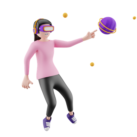 Girl enjoying virtual technology  3D Illustration