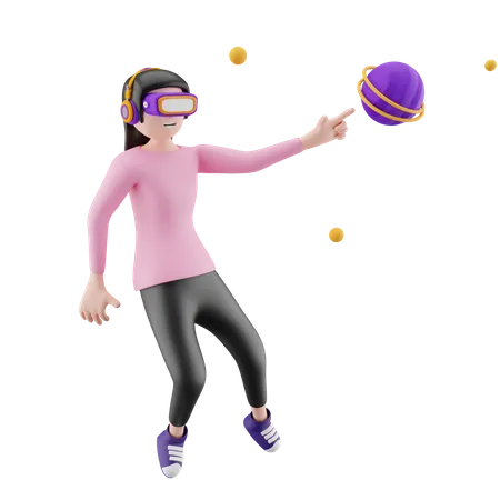 Girl enjoying virtual technology 3D Illustration