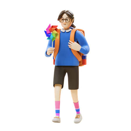 Girl Explore Travel  3D Icon