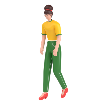 Girl Feel Frustrated Walking  3D Icon