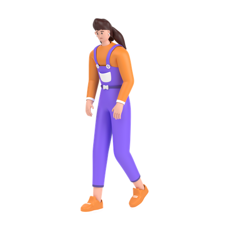 Girl Feel Frustrated Walking  3D Icon