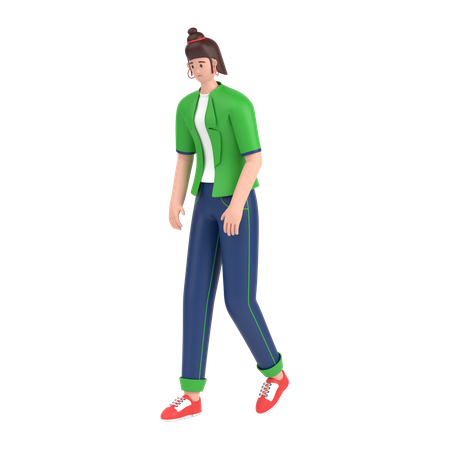 Girl Feel Frustrated Walking  3D Illustration