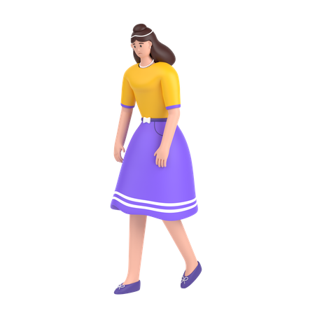 Girl Feel Frustrated Walking  3D Illustration