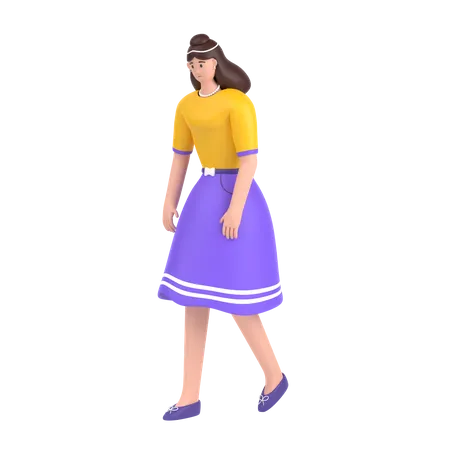 Girl Feel Frustrated Walking  3D Illustration