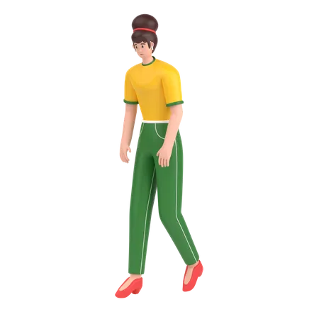 Girl Feel Frustrated Walking  3D Illustration