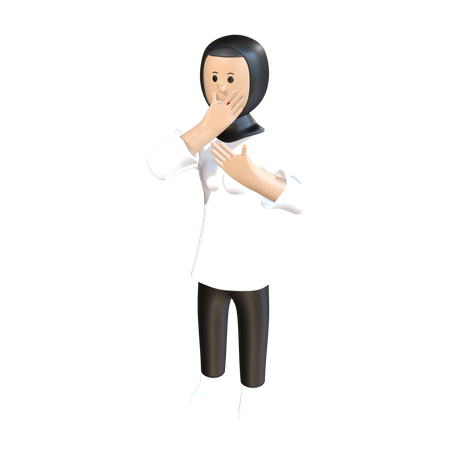 Girl Feeling Amazed  3D Illustration
