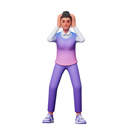 Girl Feeling Dizzy  3D Icon