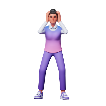 Girl Feeling Dizzy  3D Illustration