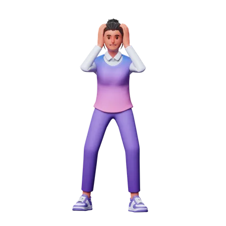 Girl Feeling Dizzy  3D Illustration