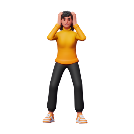 Girl Feeling Dizzy  3D Illustration