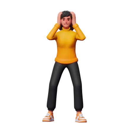 Girl Feeling Dizzy  3D Illustration