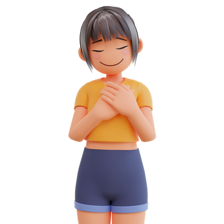 Girl feeling happy  3D Illustration