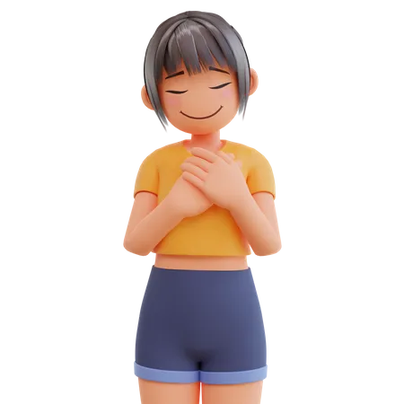 Girl feeling happy  3D Illustration