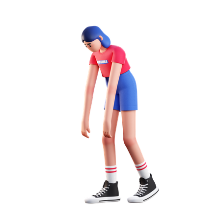 Girl Feeling Tired  3D Illustration