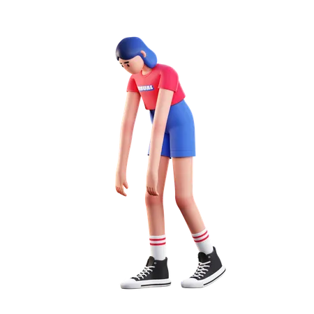 Girl Feeling Tired  3D Illustration