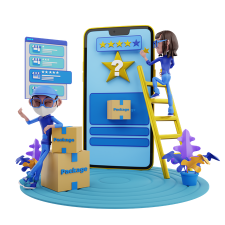 Girl filling Customer Survey  3D Icon