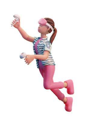Girl Floating on air with Vr  3D Icon