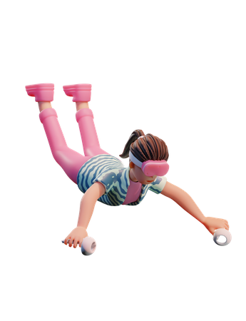 Girl Floating on air with Vr  3D Illustration