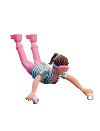 Girl Floating on air with Vr  3D Illustration