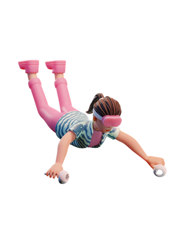 Girl Floating on air with Vr 3D Illustration