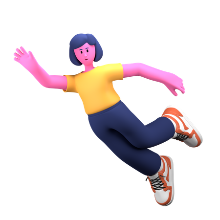 Girl flying in air  3D Illustration