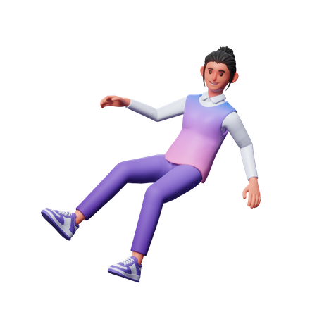 Girl Flying On Air  3D Illustration