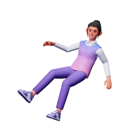 Girl Flying On Air  3D Illustration