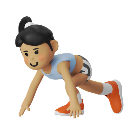 소녀는 달리기를 준비합니다  3D Icon