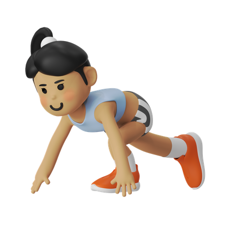 Girl get Ready for Running  3D Illustration