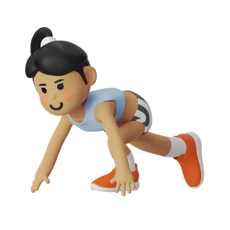 Girl get Ready for Running  3D Illustration