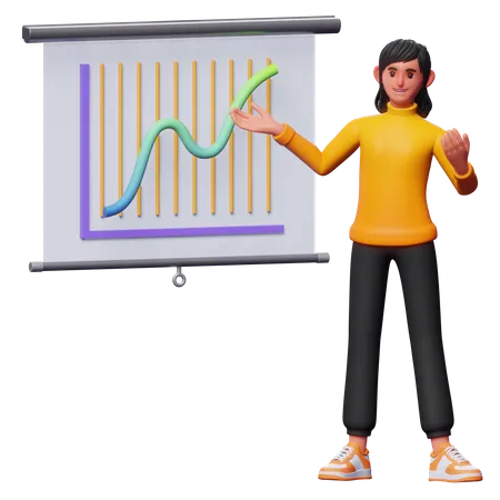 Girl Giving Business Presentation  3D Illustration