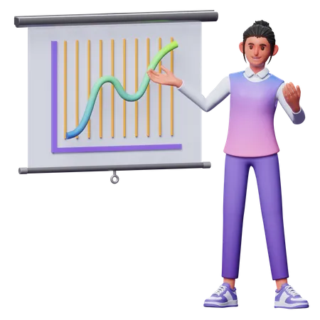 Girl Giving Business Presentation  3D Illustration