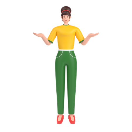 Girl Giving Confuse Pose  3D Icon