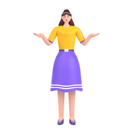 Girl Giving Confuse Pose  3D Icon