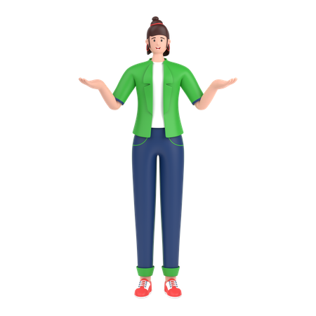 Girl Giving Confuse Pose  3D Icon