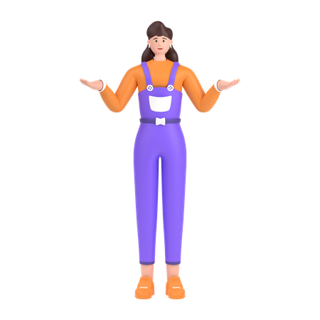 Girl Giving Confuse Pose  3D Icon
