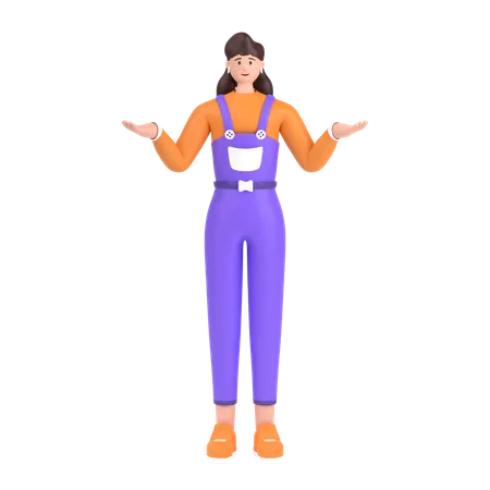 Girl Giving Confuse Pose  3D Illustration