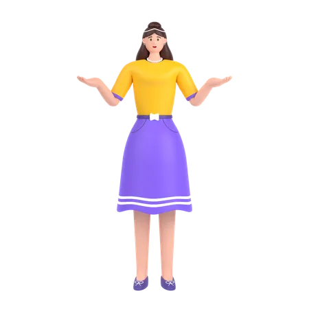 Girl Giving Confuse Pose  3D Illustration