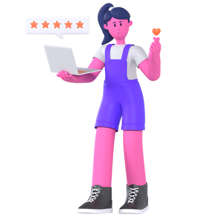 Girl Giving Customer Feedback  3D Icon