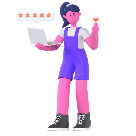 Girl Giving Customer Feedback  3D Illustration