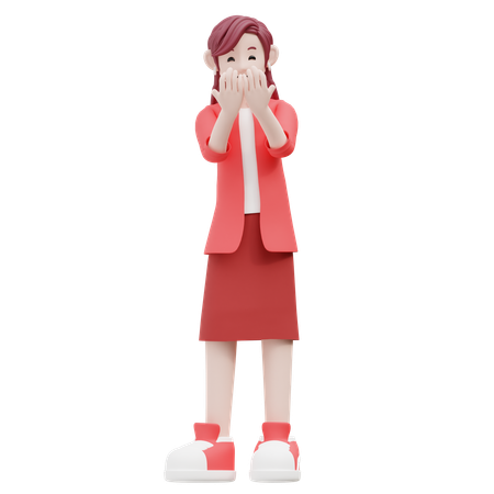 Girl Giving Flying Lkiss  3D Icon