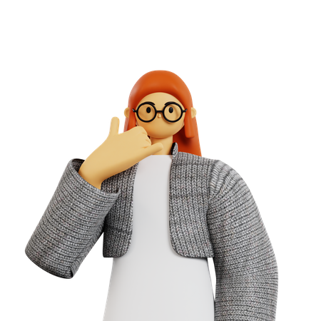 Girl giving picking up the phone pose  3D Illustration