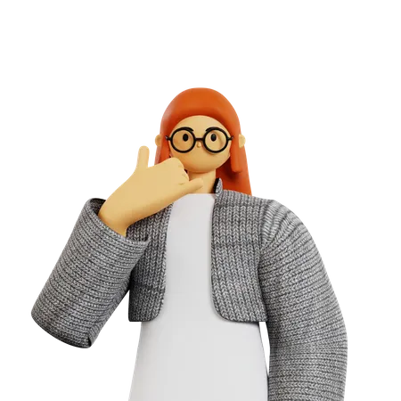 Girl giving picking up the phone pose  3D Illustration