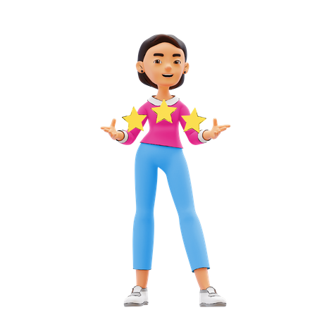 Girl giving product review  3D Icon