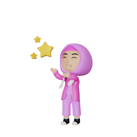 Girl giving product review  3D Icon