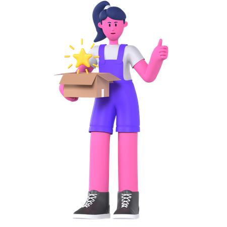 Girl Giving Product Review  3D Icon